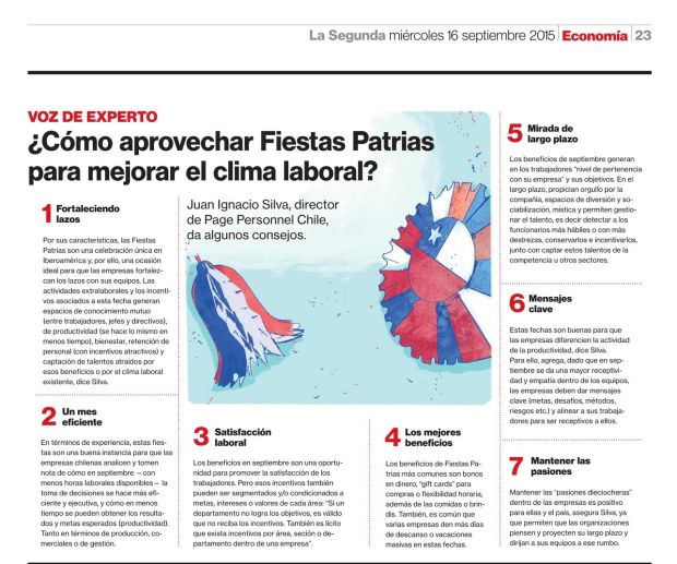 16-09-2015, La Segunda, Voz de Experto, Prensa Escrita, Fiestas Patrias